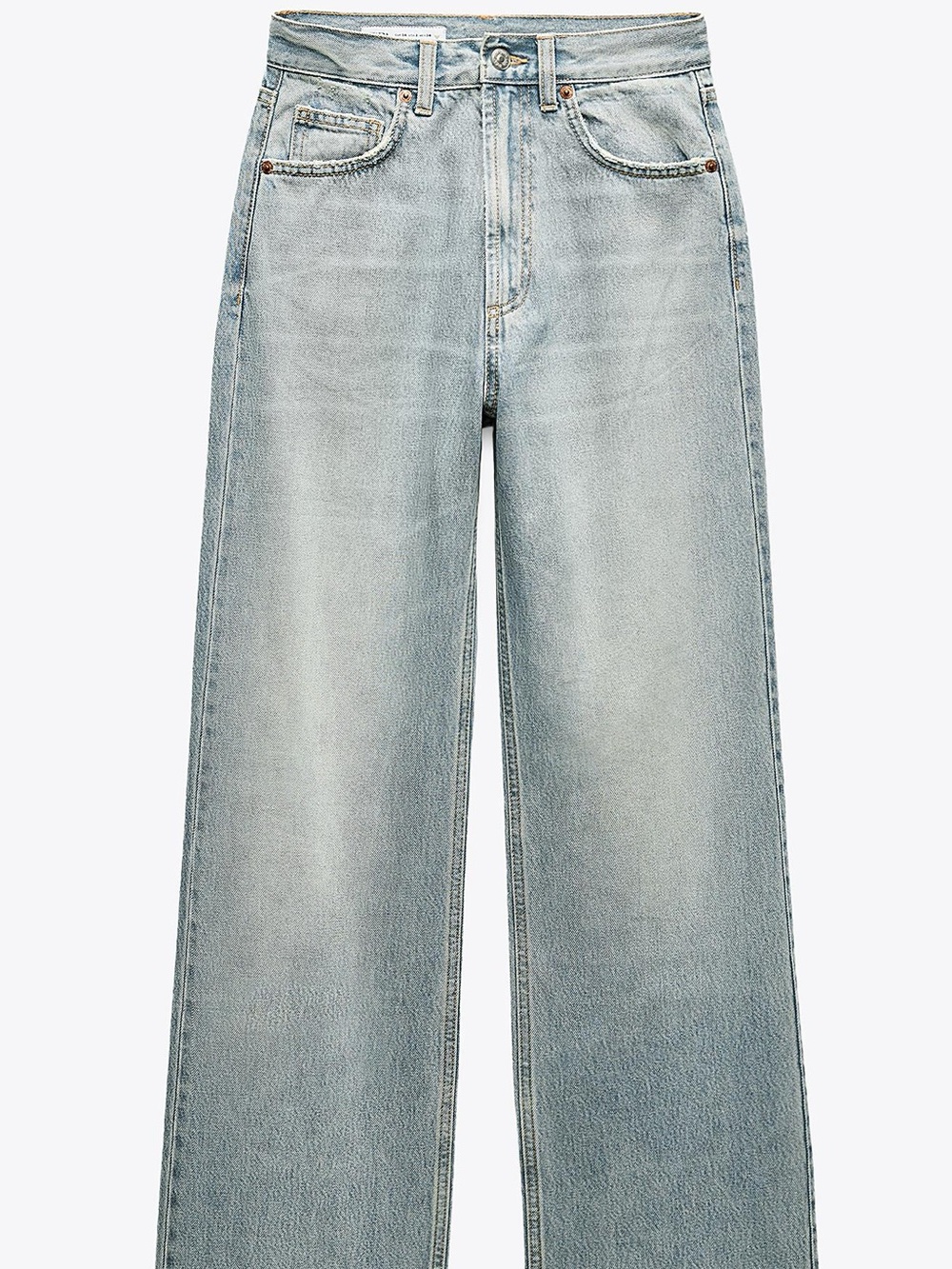 Zara Light Blue High-Rise Wide Leg Jeans